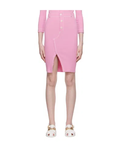 Moschino Slit Medium-length Skirt In Pink