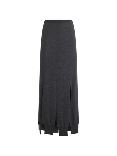 Moschino Slit-detail Maxi Skirt In Gray