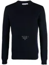 Moschino Cotton Crewneck Sweater With Teddy Bear Pattern In Blue