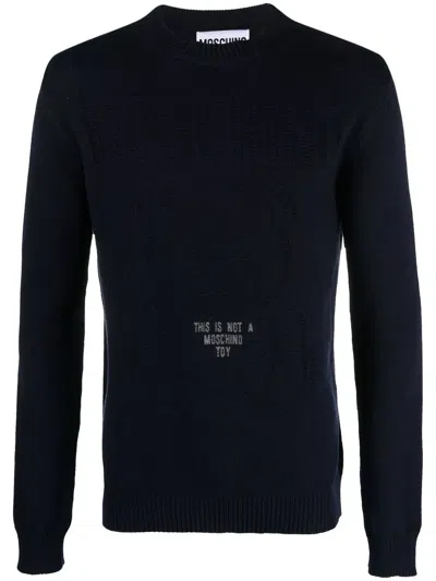 MOSCHINO SLOGAN-INTARSIA SWEATER