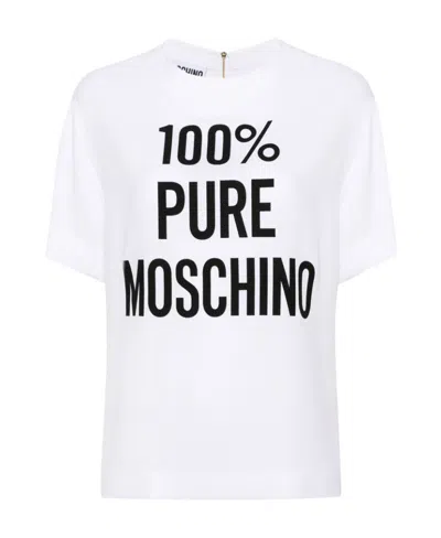 MOSCHINO MOSCHINO SLOGAN PRINTED CREWNECK T-SHIRT