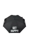Moschino Slogan-print Compact Umbrella In Black