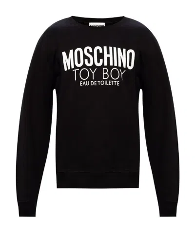 Moschino Crystal Logo Sweatshirt In Black In Negro