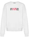 Moschino Slogan-print Cotton Sweatshirt In Neutrals