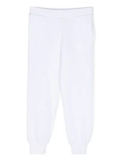 Moschino Kids' Slogan-print Cotton Track Pants In White