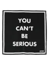 Moschino Slogan-print Silk Scarf In Black
