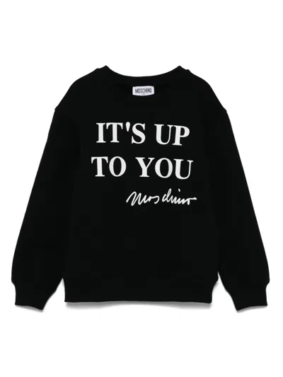 Moschino Kids' Slogan-print Sweatshirt In Black