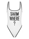 Moschino Slogan-print Swimsuit In White