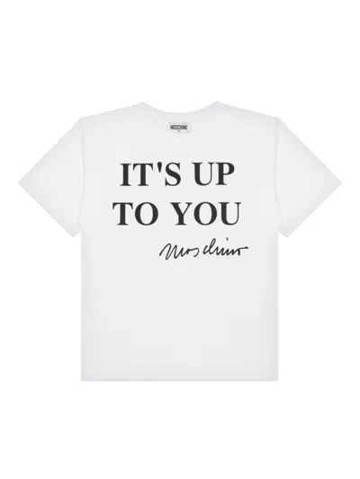 Moschino Kids' Slogan-print T-shirt In White