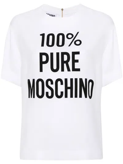 Moschino Viscose Envers Satin Logo T-shirt In White