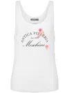 Moschino Stretch Cotton Tank Top Antica Pizzeria In White