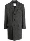 Moschino Slogan-print Wool Peacoat In Black