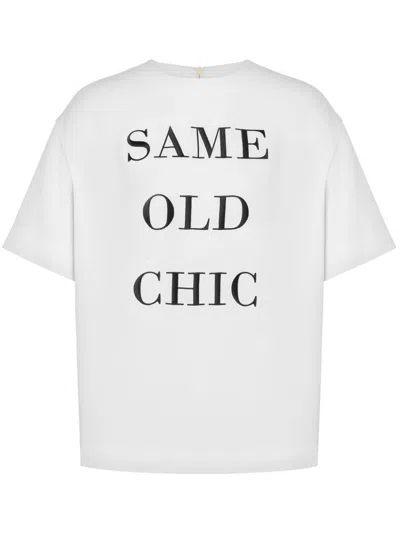 Moschino Slogan-print Zip-up T-shirt In 1001 Multi White