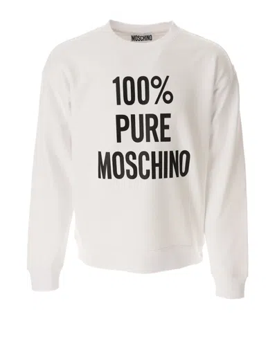 Moschino Slogan Printed Crewneck Sweatshirt In White