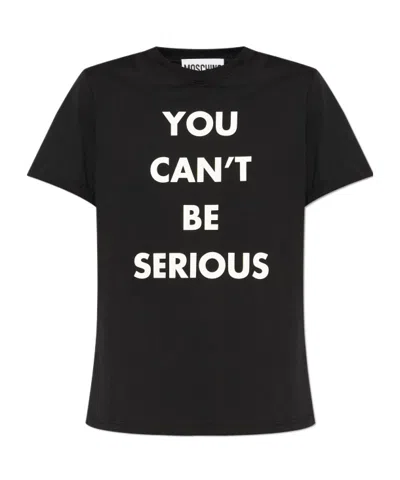 MOSCHINO MOSCHINO SLOGAN PRINTED CREWNECK T-SHIRT