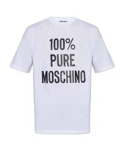 MOSCHINO MOSCHINO SLOGAN PRINTED CREWNECK T-SHIRT