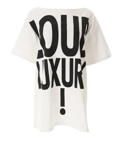 Moschino Slogan Printed Crewneck T In White