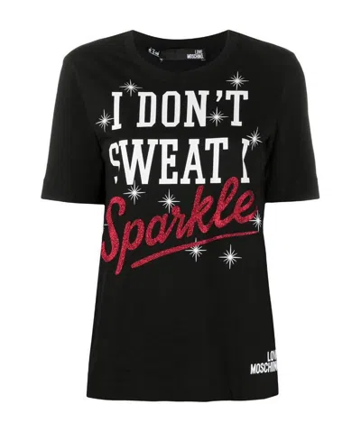 Moschino Slogan Printed T-shirt In Black