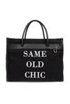 MOSCHINO MOSCHINO SLOGAN PRINTED TOP HANDLE BAG