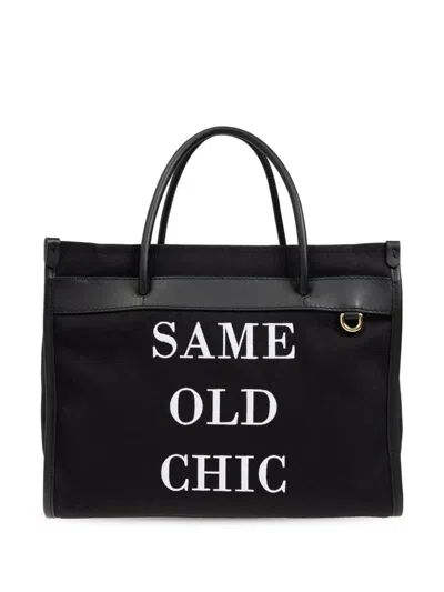 Moschino Slogan Printed Tote Bag In Black