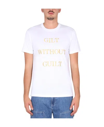 Moschino Slogan T-shirt With Round Neck In White