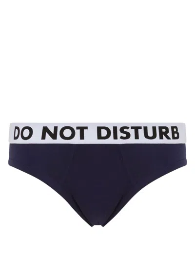 Moschino Slogan-waistband Briefs In Blue