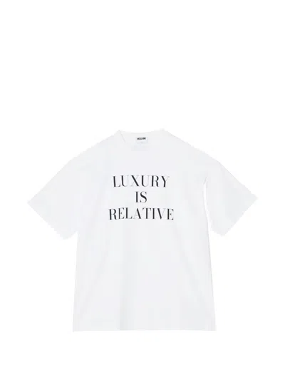 Moschino Slogan-print Drop-shoulder T-shirt In White