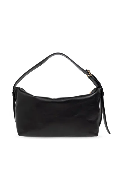 Moschino Slouchy Leather Shoulder Bag In Black