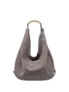 Moschino Slouchy Leather Shoulder Bag In Grey