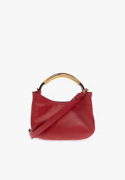 Moschino Slouchy Leather Shoulder Bag In Red