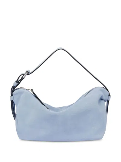 Moschino Slouchy Suede Shoulder Bag In Blue