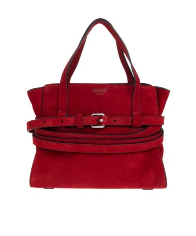 Moschino Small Buckle-strap Tote Bag In Red