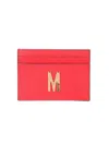 Moschino Couture Card Holder With Gold Plaque In Red