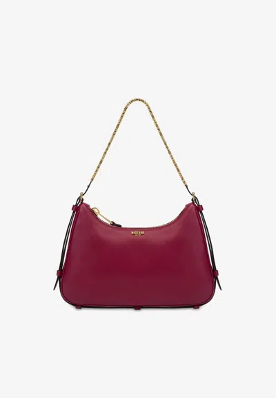Moschino Logo-print Leather Shoulder Bag In Red
