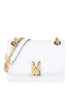 MOSCHINO MOSCHINO SMALL SIGNATURE LOGO CHAIN SHOULDER BAG WOMAN CROSS-BODY BAG WHITE SIZE - TANNED LEATHER