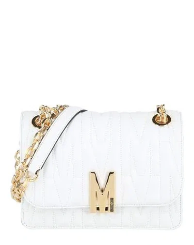 Moschino Small Signature Logo Chain Shoulder Bag Woman Cross-body Bag White Size - Tanned Leather