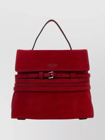 Moschino Small Structured Handbag Featuring Buckle Detail In Red