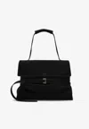 Moschino Small Suede Shoulder Bag In Black