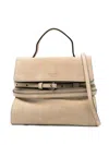 Moschino Small Tie Me Flap-closure Suede Tote Bag
