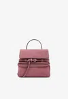 Moschino Small Tie Me Suede Top Handle Bag In Pink