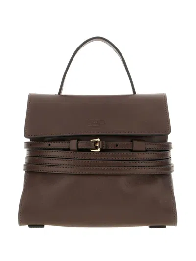 Moschino Small Tie Me Tote Bag In Brown