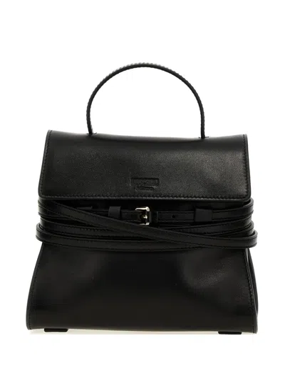 Moschino Small Tie Me Tote Bag In Black