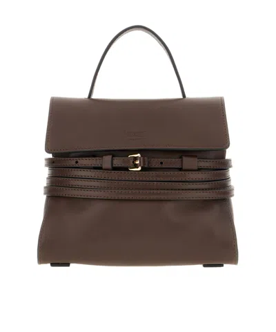 Moschino Small Tie Me Tote Bag In Brown