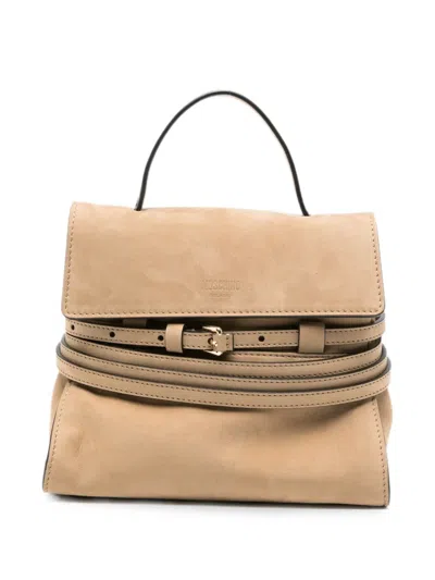 Moschino Small Tie Me Tote Bag In Brown