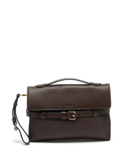 Pre-owned Moschino Small Tie Me Tote Bag In Brown
