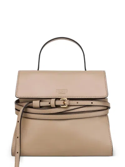 Moschino Small Tie Me Tote Bag In Neutral
