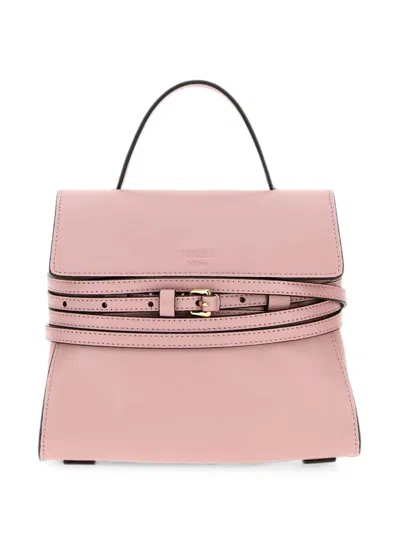 Moschino Smooth Belted Silk-nylon Structured Handbag In Pink