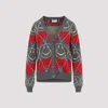 Moschino Jacquard Smile Wool Blend Cardigan