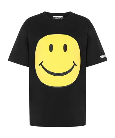 MOSCHINO MOSCHINO SMILE FACE PRINTED CREWNECK T-SHIRT