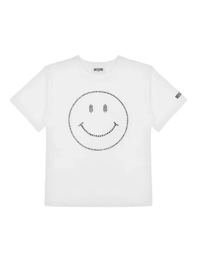 Moschino Kids' Smile Cotton T-shirt In White